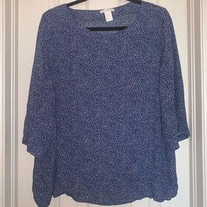 H&M Long Sleeve Blue/White Blouse Size 14
